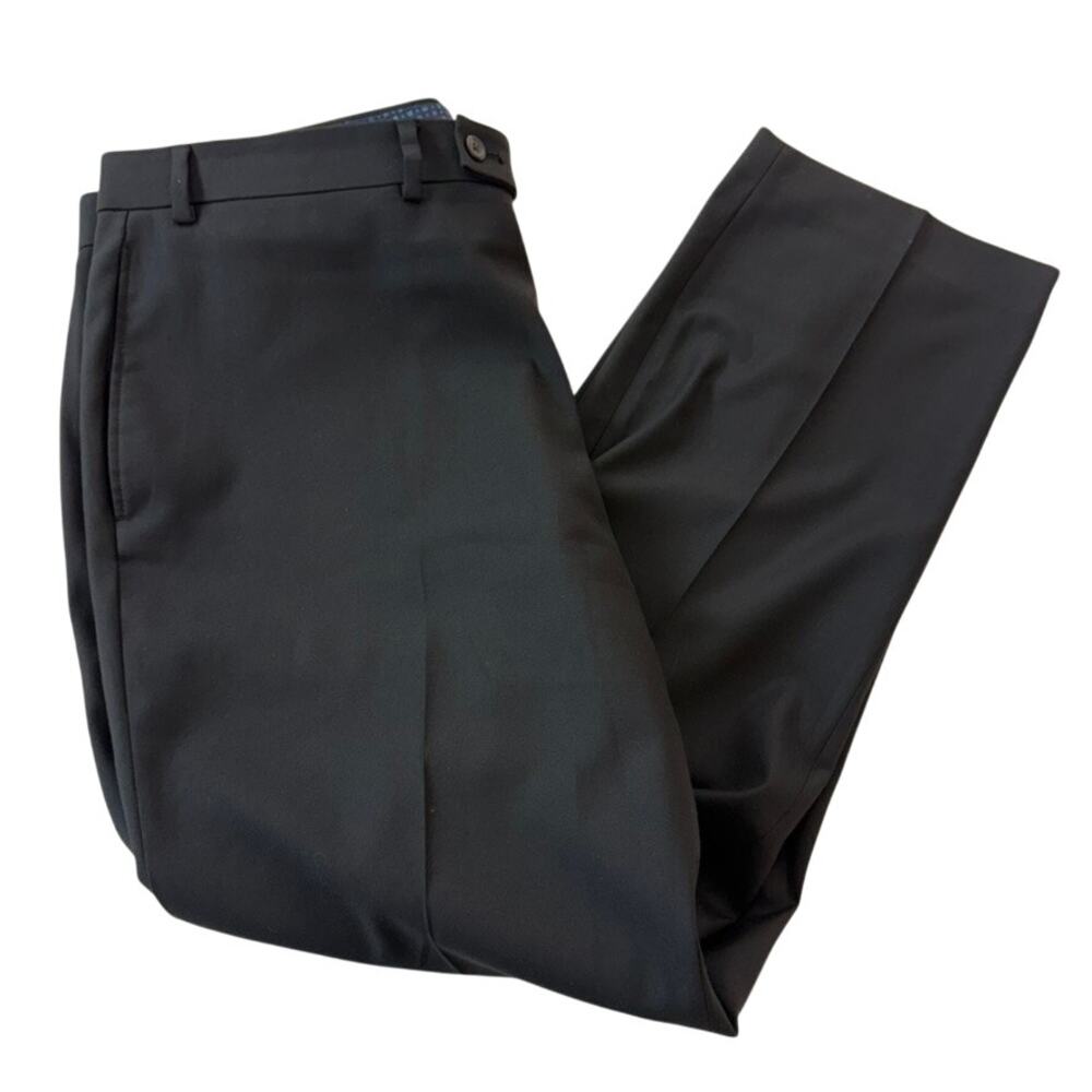 Lauren Ralph Lauren Mens 40x30 Black Dress Pants Flat Front Office Trousers